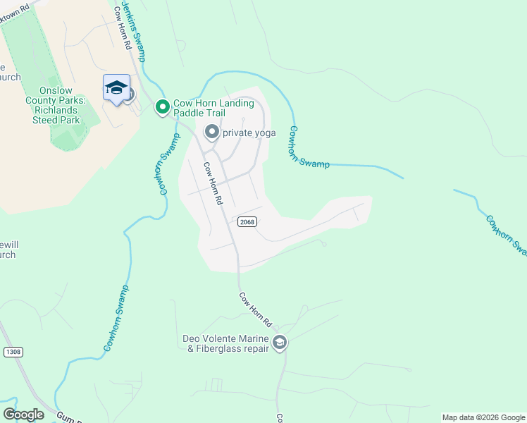 map of restaurants, bars, coffee shops, grocery stores, and more near 305 Legato Lane in Richlands