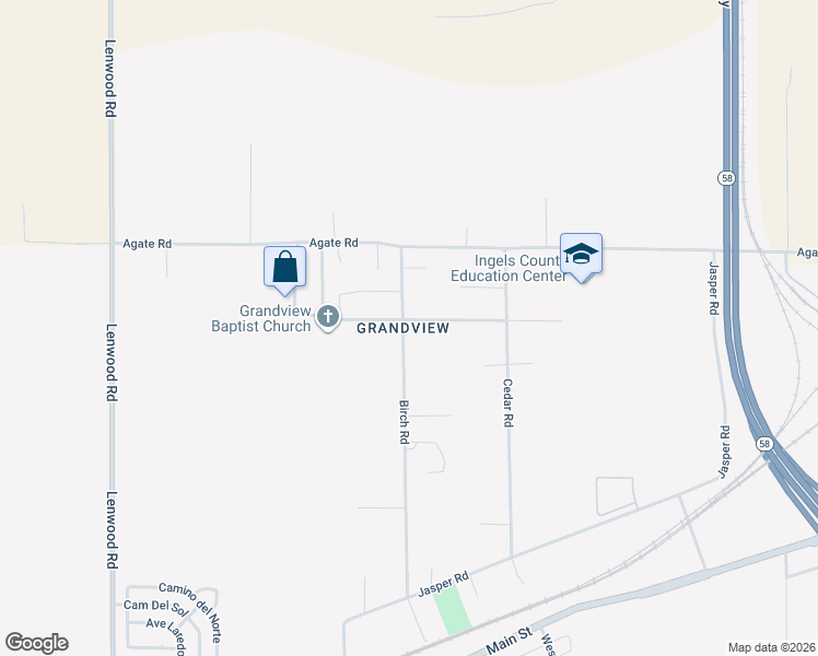 map of restaurants, bars, coffee shops, grocery stores, and more near 35155 Birch Road in Barstow
