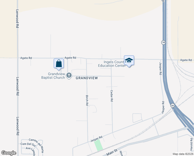 map of restaurants, bars, coffee shops, grocery stores, and more near 25491 Jade Road in Barstow