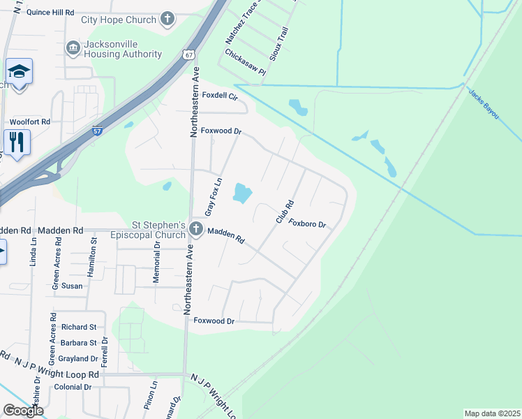 map of restaurants, bars, coffee shops, grocery stores, and more near 8 Foxboro Cove in Jacksonville