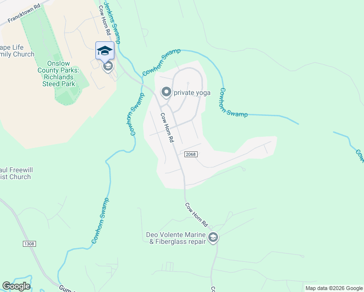 map of restaurants, bars, coffee shops, grocery stores, and more near 223 Adagio Trail in Richlands