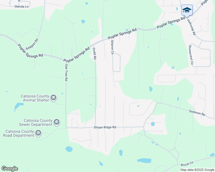 map of restaurants, bars, coffee shops, grocery stores, and more near 344 Southern Drive in Ringgold