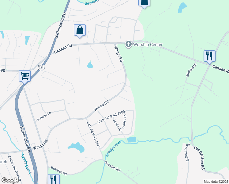 map of restaurants, bars, coffee shops, grocery stores, and more near 509 South 539 in Roebuck