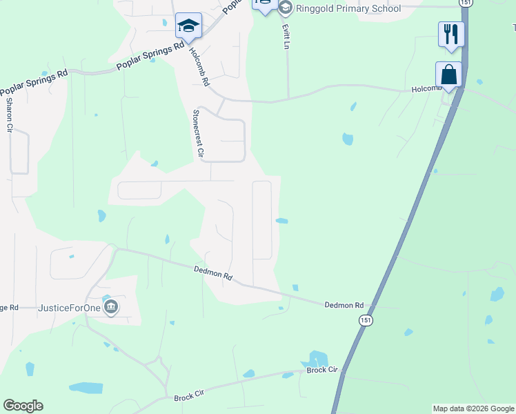 map of restaurants, bars, coffee shops, grocery stores, and more near 518 Misty Ridge Lane in Ringgold