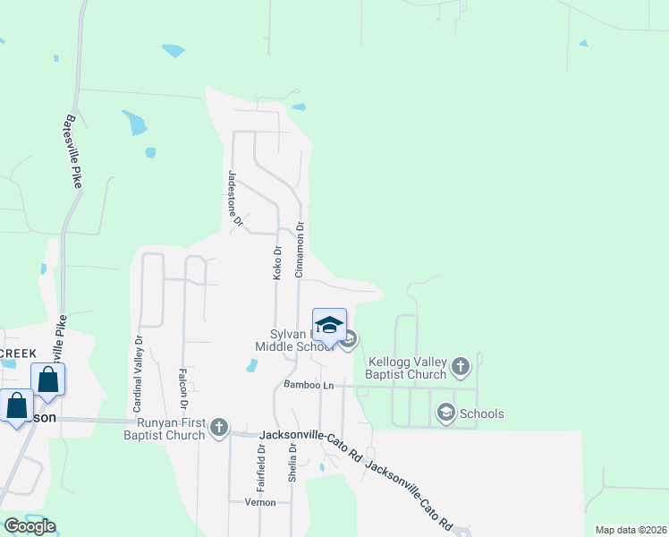 map of restaurants, bars, coffee shops, grocery stores, and more near 14 High Oak Cove in North Little Rock