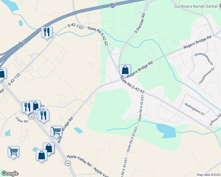 map of restaurants, bars, coffee shops, grocery stores, and more near 1013 Rogers Bridge Road in Duncan