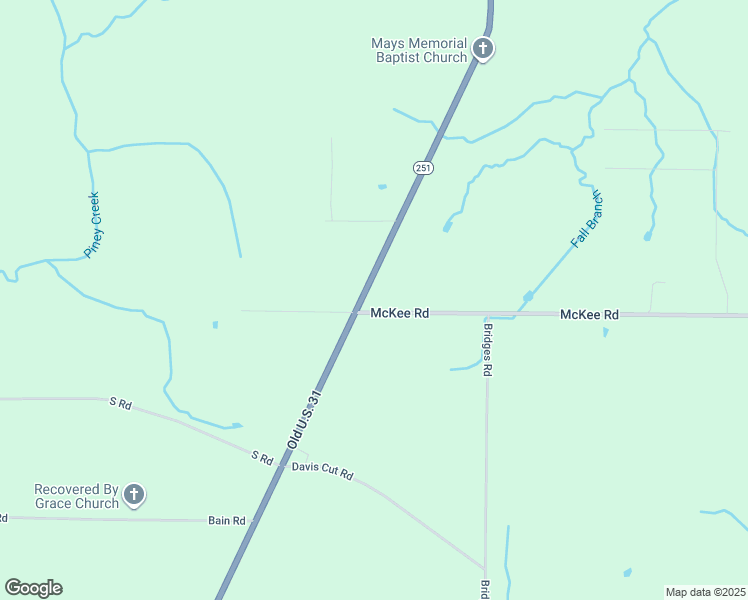 map of restaurants, bars, coffee shops, grocery stores, and more near 23020 Alabama 251 in Toney