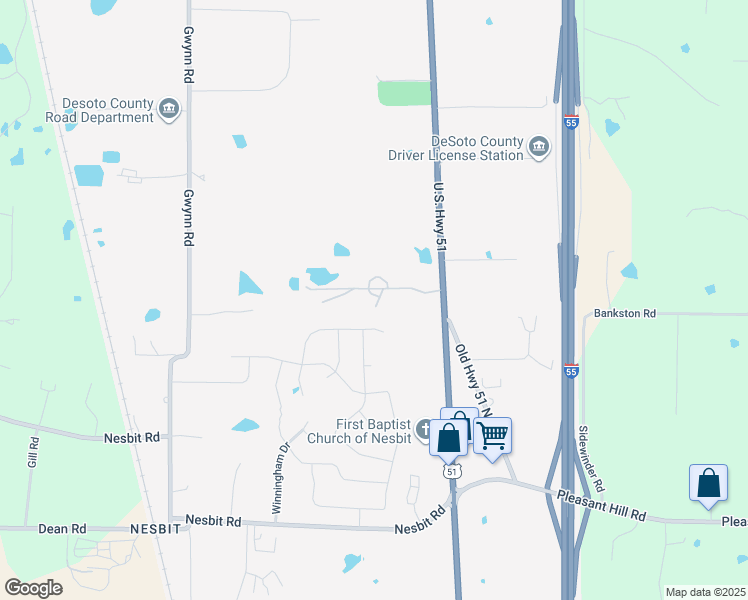 map of restaurants, bars, coffee shops, grocery stores, and more near 2055 U.S. 51 in Hernando