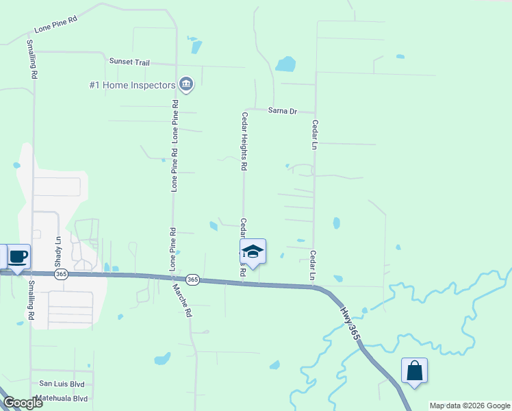 map of restaurants, bars, coffee shops, grocery stores, and more near 14818 Cedar Heights Road in North Little Rock