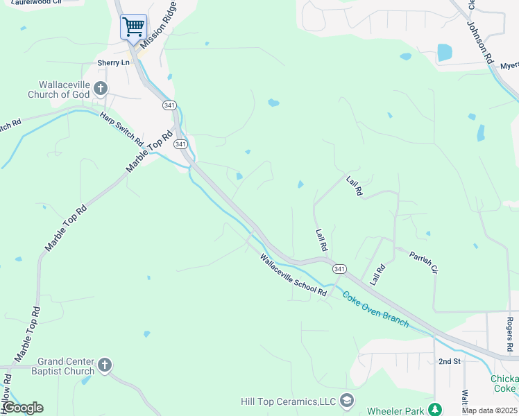 map of restaurants, bars, coffee shops, grocery stores, and more near 1238 Georgia 341 in Chickamauga