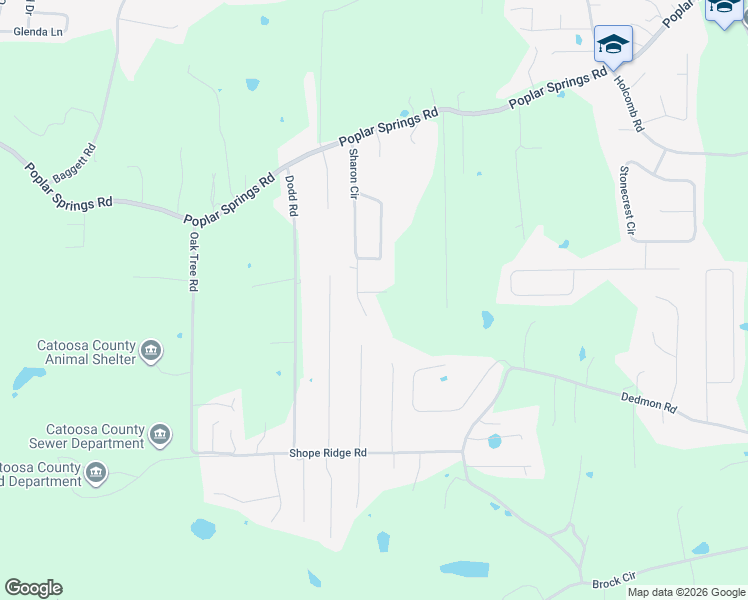 map of restaurants, bars, coffee shops, grocery stores, and more near 121 Homewood Drive in Ringgold