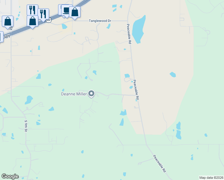 map of restaurants, bars, coffee shops, grocery stores, and more near 115-237 Peaceable Ridge Street in McAlester