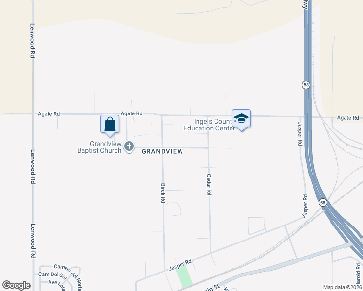 map of restaurants, bars, coffee shops, grocery stores, and more near 25491 Jade Road in Barstow