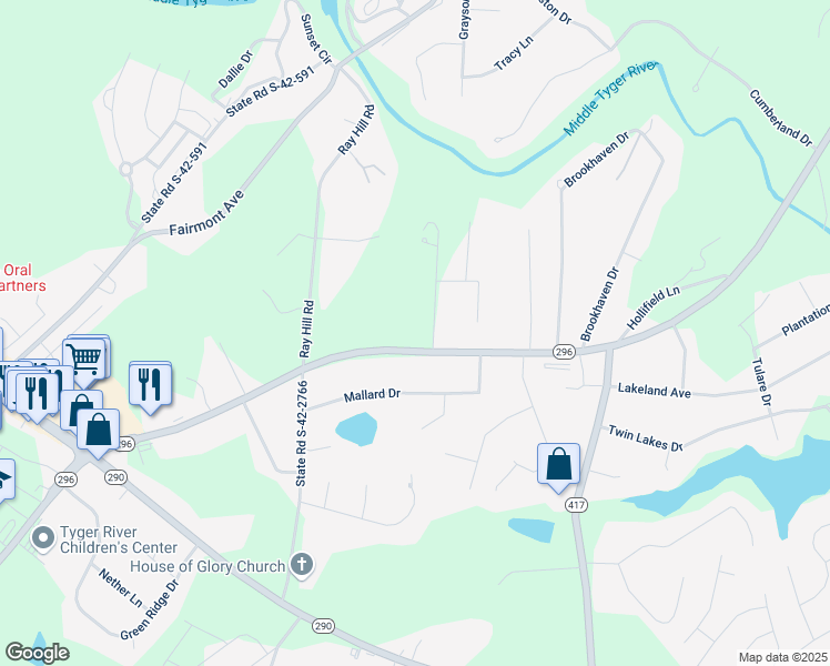 map of restaurants, bars, coffee shops, grocery stores, and more near 5708 Reidville Road in Moore