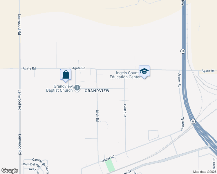 map of restaurants, bars, coffee shops, grocery stores, and more near 25491 Jade Road in Barstow