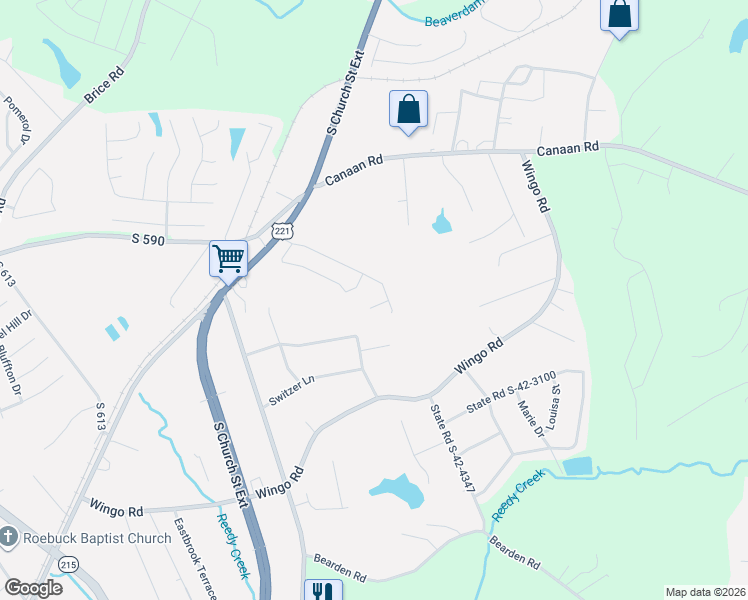 map of restaurants, bars, coffee shops, grocery stores, and more near 245 Spirit Drive in Roebuck