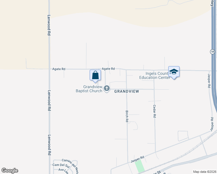 map of restaurants, bars, coffee shops, grocery stores, and more near 25285 Jade Road in Barstow