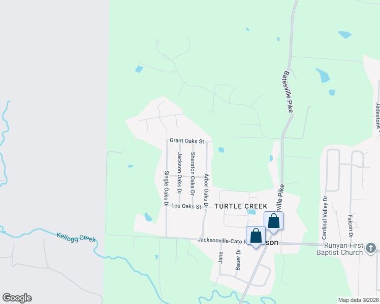 map of restaurants, bars, coffee shops, grocery stores, and more near 36 Jackson Oaks Drive in North Little Rock