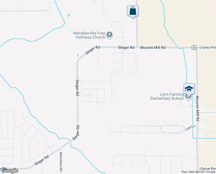 map of restaurants, bars, coffee shops, grocery stores, and more near 1040 Steger Road in Meridianville