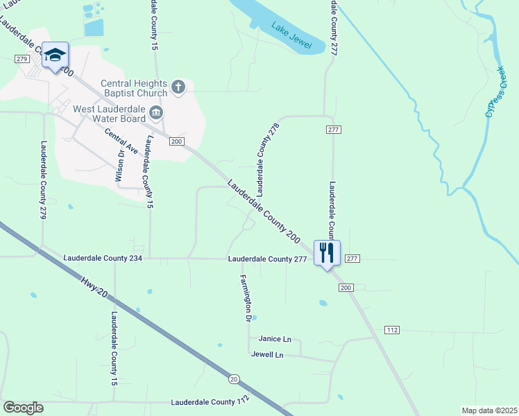 map of restaurants, bars, coffee shops, grocery stores, and more near 2 Lauderdale County 278 in Florence