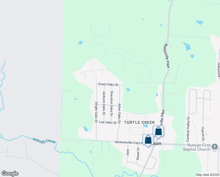 map of restaurants, bars, coffee shops, grocery stores, and more near 16 Grant Oaks Street in North Little Rock