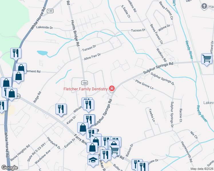 map of restaurants, bars, coffee shops, grocery stores, and more near 123 Hiwassee Drive in Greenville