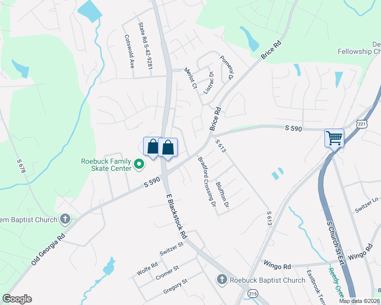 map of restaurants, bars, coffee shops, grocery stores, and more near 449 Rambling Rose Way in Moore