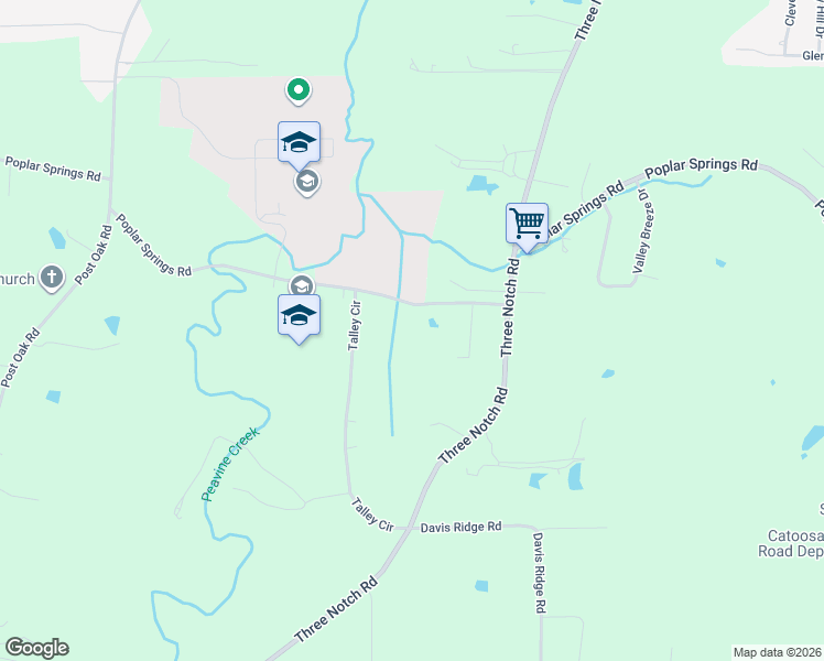 map of restaurants, bars, coffee shops, grocery stores, and more near 3843 Poplar Springs Road in Ringgold