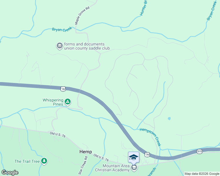 map of restaurants, bars, coffee shops, grocery stores, and more near 1521 Ridge Drive in Morganton