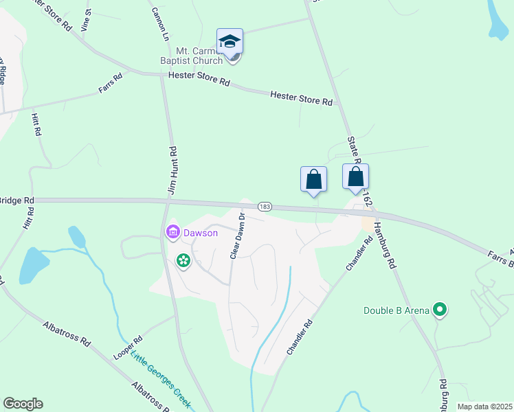 map of restaurants, bars, coffee shops, grocery stores, and more near 3695 Farrs Bridge Road in Easley