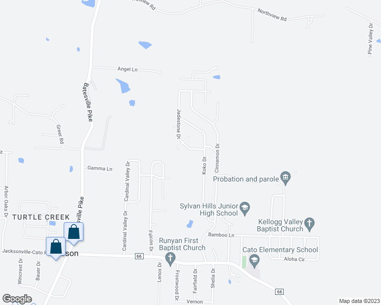 map of restaurants, bars, coffee shops, grocery stores, and more near 2623 Jadestone Drive in Sherwood