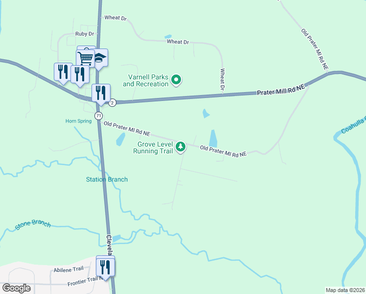 map of restaurants, bars, coffee shops, grocery stores, and more near 155-199 Old Praters Mill Road Northeast in Dalton