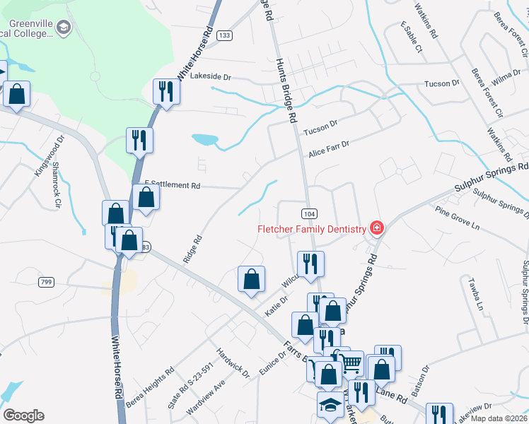 map of restaurants, bars, coffee shops, grocery stores, and more near 15 Strawberry Drive in Greenville