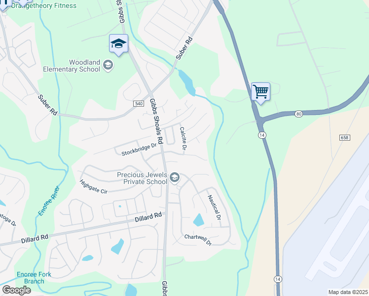 map of restaurants, bars, coffee shops, grocery stores, and more near 5 Calcite Dr in Greer