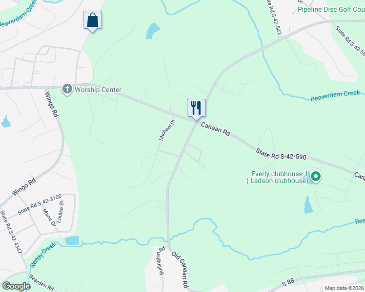 map of restaurants, bars, coffee shops, grocery stores, and more near 551 Old Canaan Road in Spartanburg