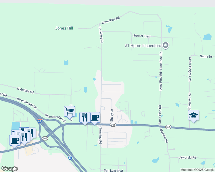 map of restaurants, bars, coffee shops, grocery stores, and more near 9909 Merlot Lane in North Little Rock