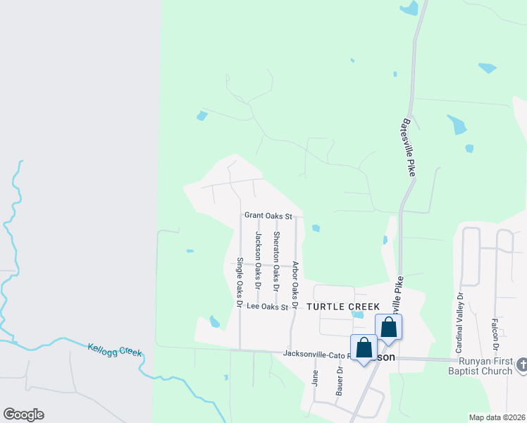map of restaurants, bars, coffee shops, grocery stores, and more near 16 Grant Oaks Street in North Little Rock