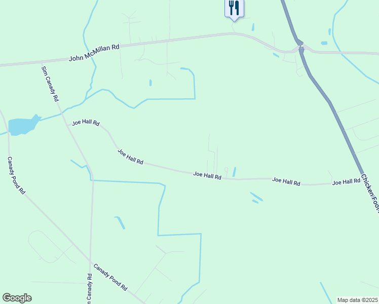 map of restaurants, bars, coffee shops, grocery stores, and more near 1595 Joe Hall Road in Hope Mills