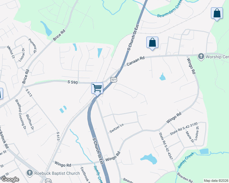 map of restaurants, bars, coffee shops, grocery stores, and more near 510 Vault Way in Roebuck