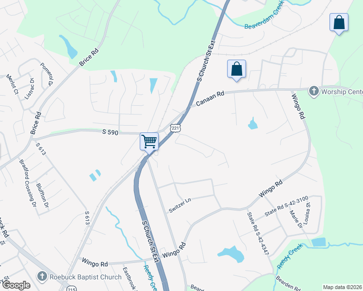 map of restaurants, bars, coffee shops, grocery stores, and more near 510 Vault Way in Roebuck