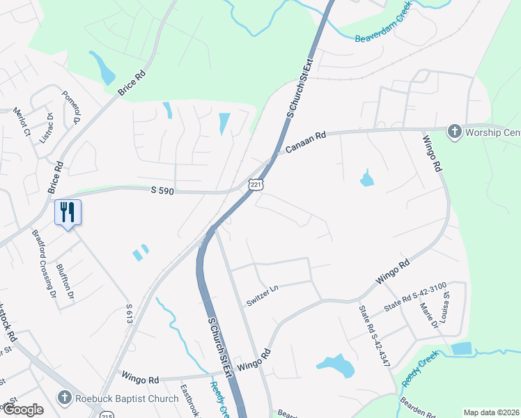 map of restaurants, bars, coffee shops, grocery stores, and more near 510 Vault Way in Roebuck