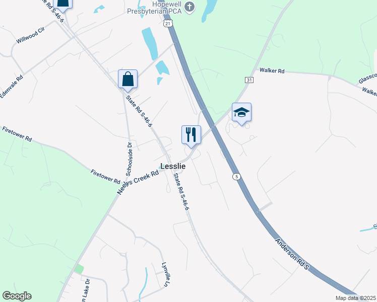 map of restaurants, bars, coffee shops, grocery stores, and more near 778 Peachtree Road in Rock Hill