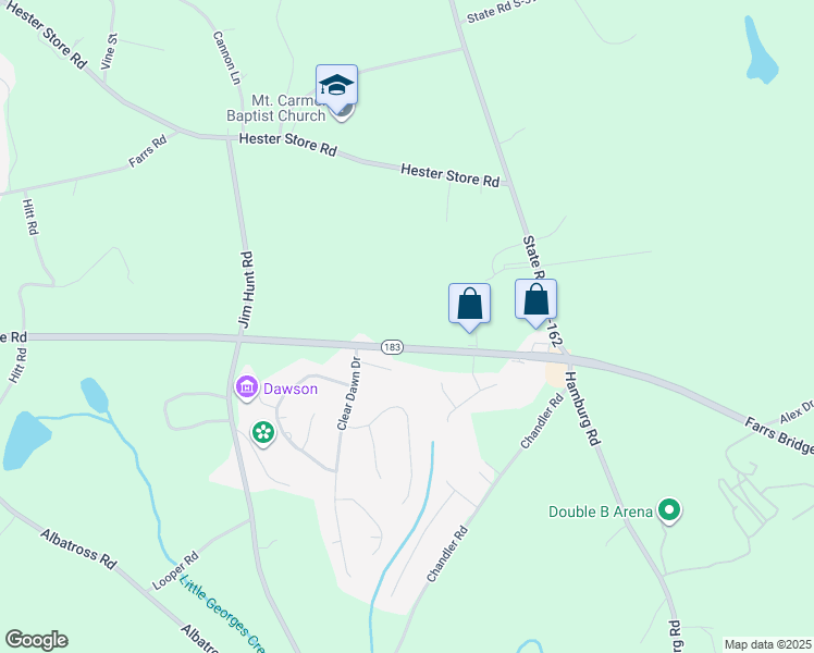 map of restaurants, bars, coffee shops, grocery stores, and more near 3695 Farrs Bridge Road in Easley