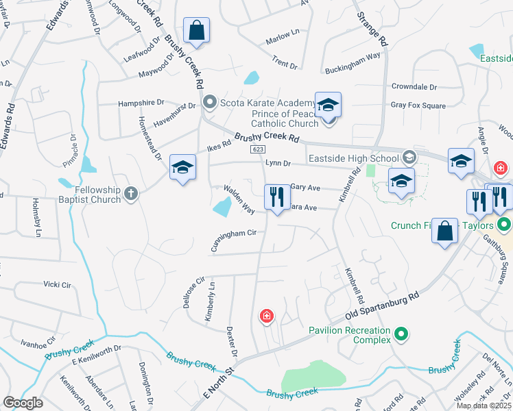 map of restaurants, bars, coffee shops, grocery stores, and more near 2 Tara Avenue in Taylors