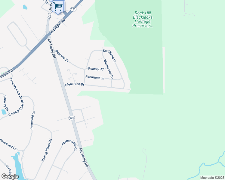 map of restaurants, bars, coffee shops, grocery stores, and more near 1222 Glenarden Drive in Rock Hill