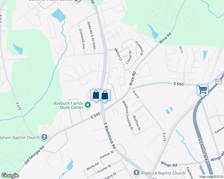 map of restaurants, bars, coffee shops, grocery stores, and more near 449 Rambling Rose Way in Moore
