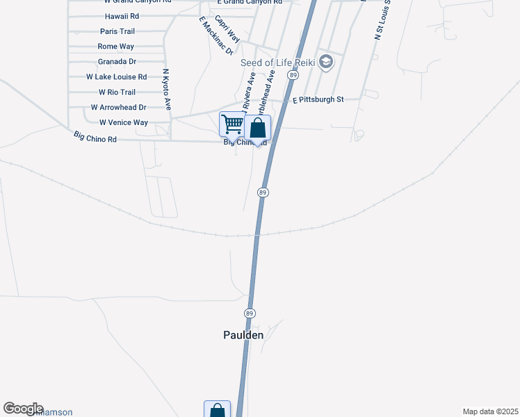 map of restaurants, bars, coffee shops, grocery stores, and more near 23625 State Highway 89 in Paulden
