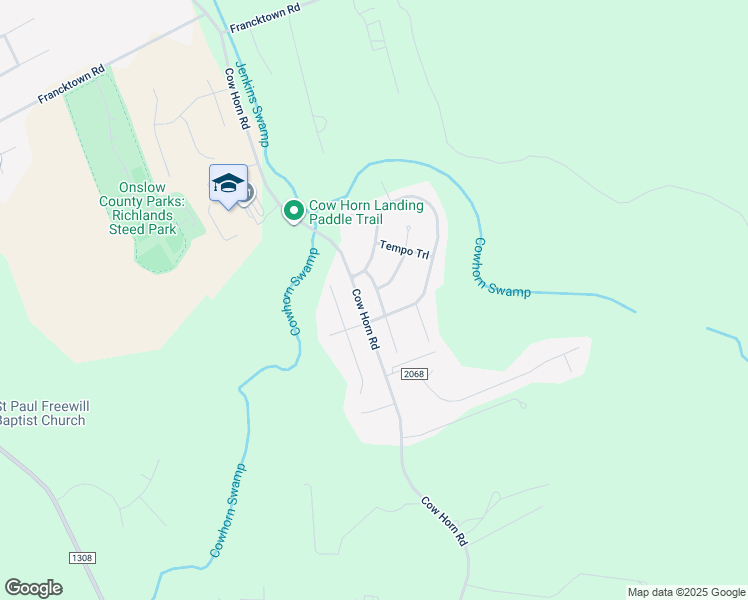 map of restaurants, bars, coffee shops, grocery stores, and more near 208 Adagio Trail in Richlands