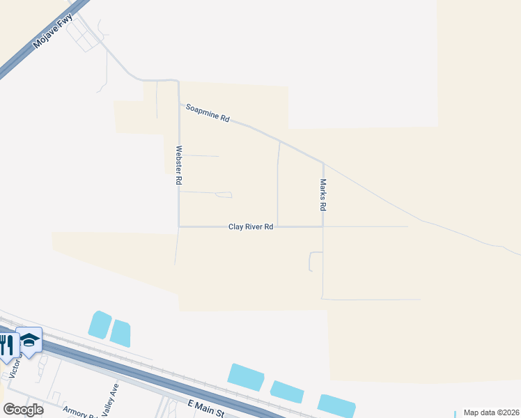 map of restaurants, bars, coffee shops, grocery stores, and more near 31516 Clay River Road in Barstow