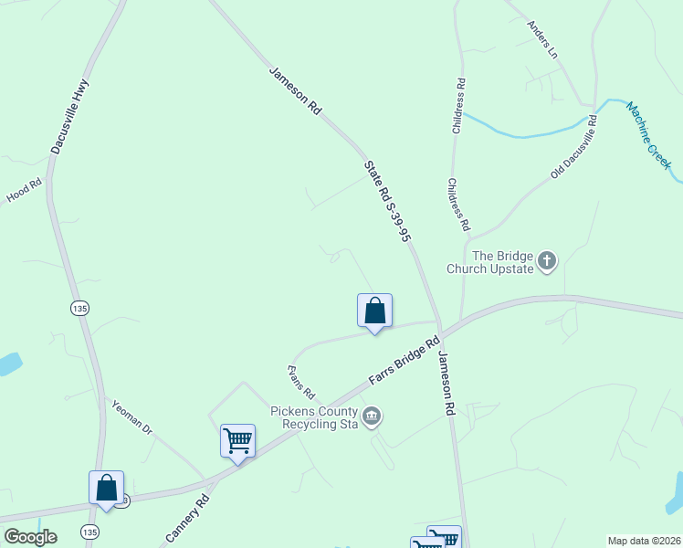 map of restaurants, bars, coffee shops, grocery stores, and more near 223 Evans Road in Easley